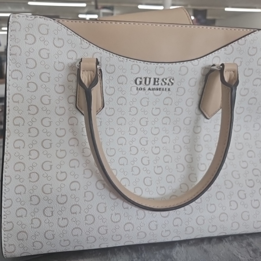 Guess Women's White and Tan Handbag